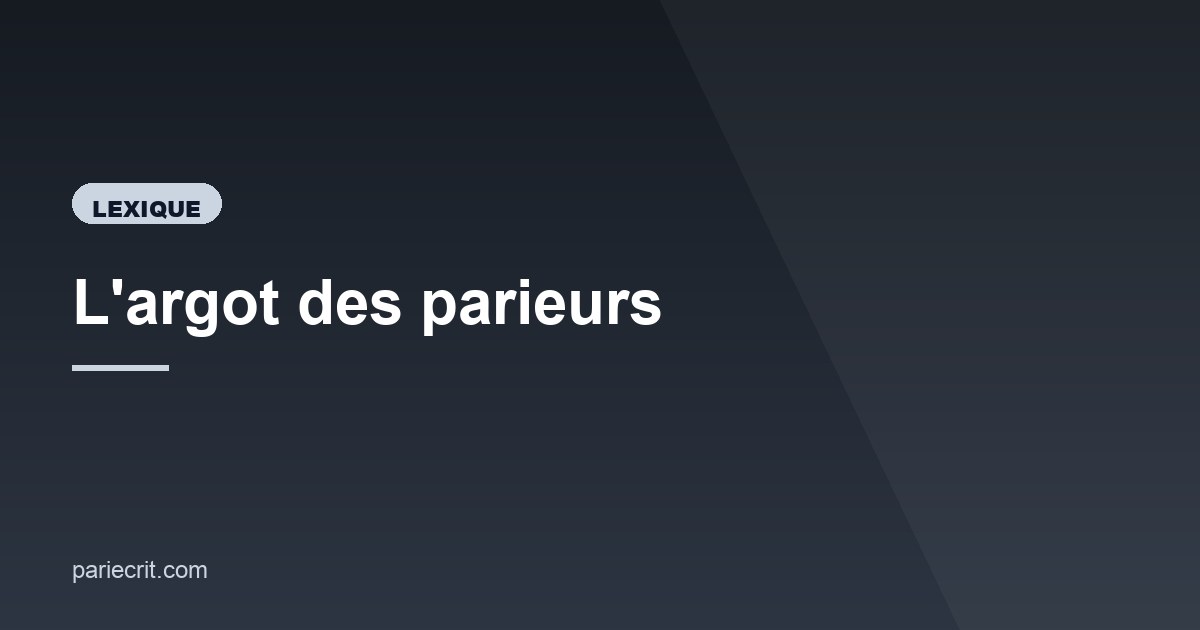 Illustration de l'article consacré à l'argot des parieurs